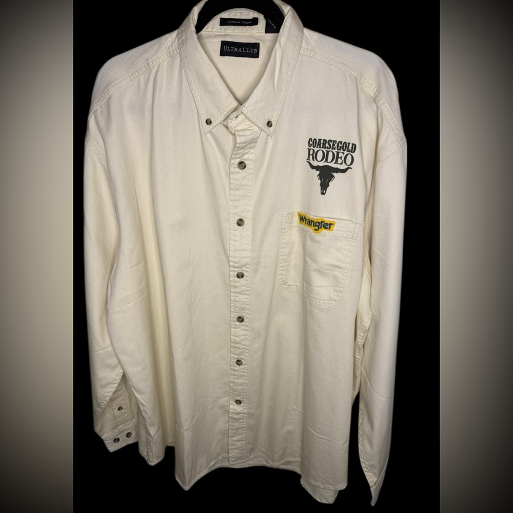 Mens Rodeo Coarsegold NWOT Long Sleeve Cream Button Up Shirt - Sz 2XL Ultraclub